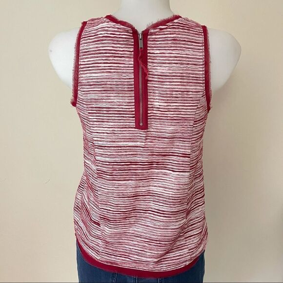 ANTHROPOLOGIE VANESSAVIRGINIA MERLOT‎ STRIPE KNIT SLEEVELESS FRINGED TANK SZ S - Picture 7 of 11